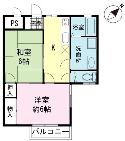 田京駅 徒歩5分 2階の物件間取画像